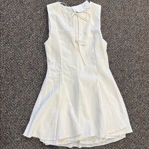 Zara Godet Bow Sleeveless Dress- White